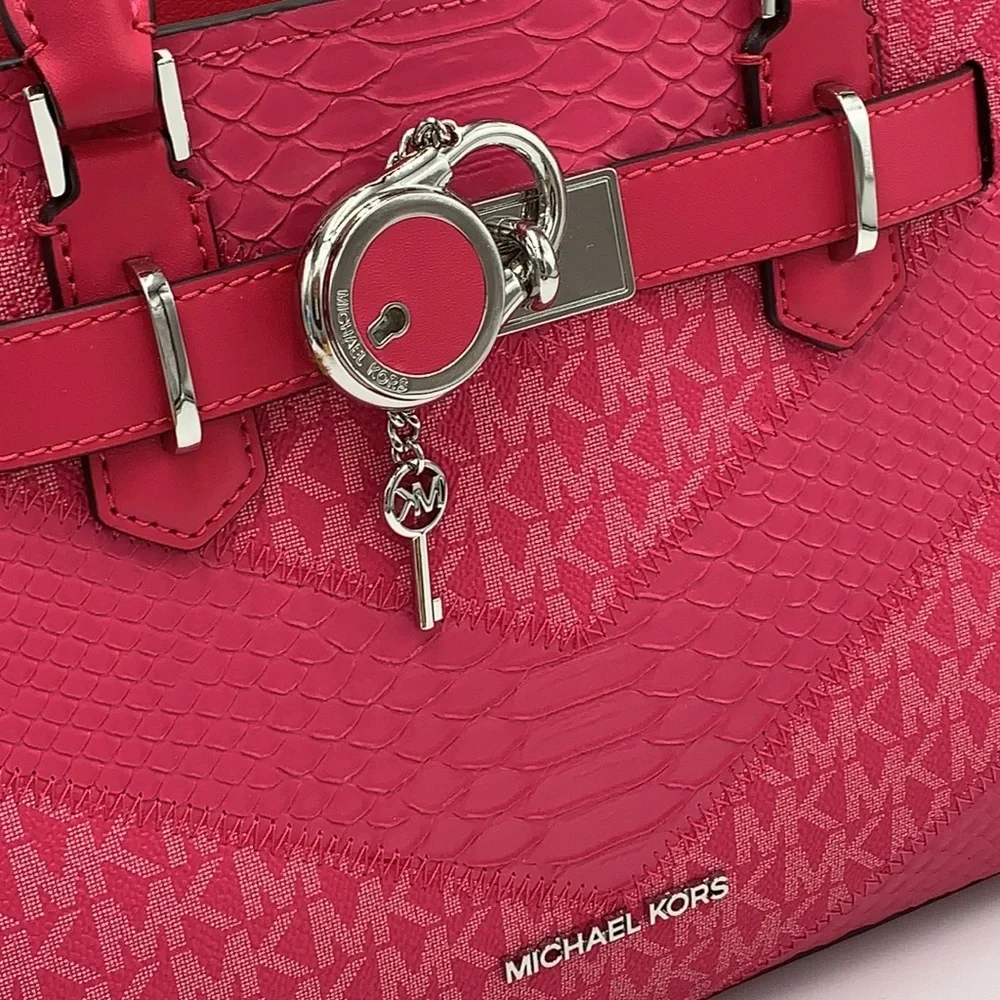 Michael Kors Hamilton Small Satchel Shoulder Crossbody Bag  Electric Pink Multi